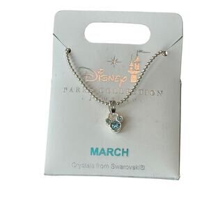 Swarovski Silver Mickey March Birthstone Necklace